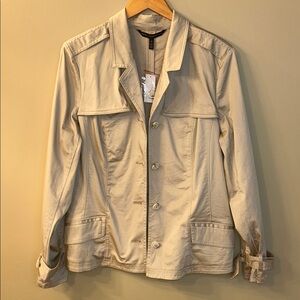 White House Black Market NWT Trench Coat with Silver Embellished Buttons
